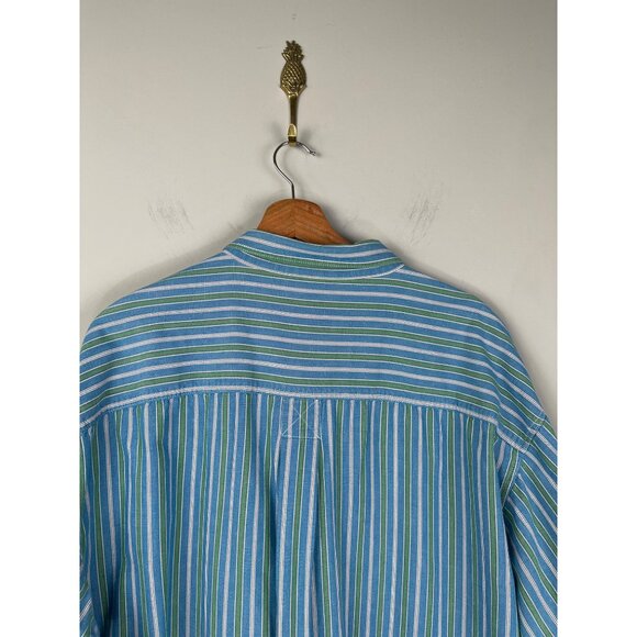 Woolrich Green & Blue Stiped Button Down Men's Sz. 2XL Plus Size. 100% Cotton - Picture 8 of 8